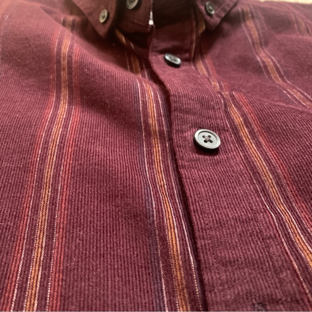 Two Corduroy Express Button-Down Shirts - Burgundy and Black - Picture 3 of 8